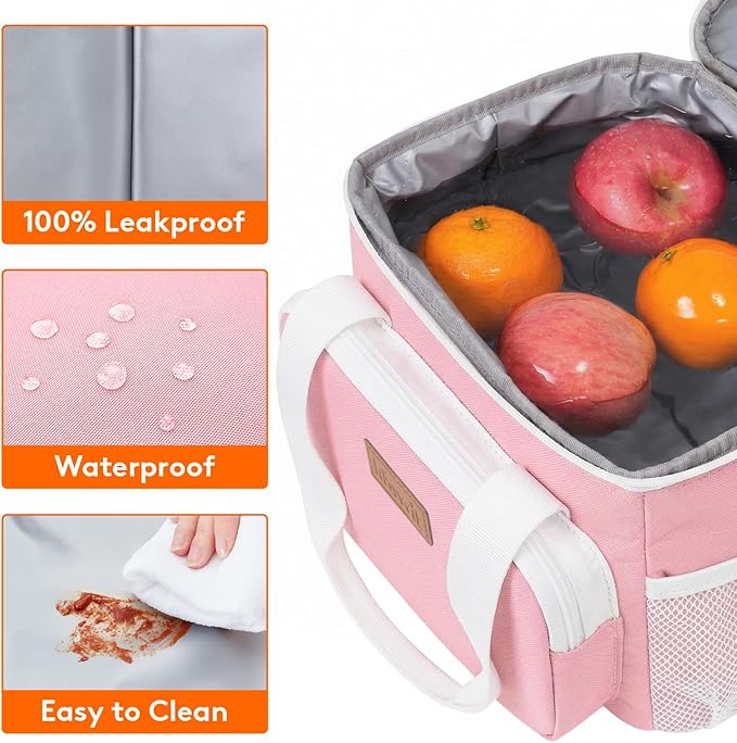 Lifewit Medium Lunch Bag, Insulated Lunch Box, Soft Cooler Cooling Tote for Adult Men Women, Light Pink 12-Can (9L)
