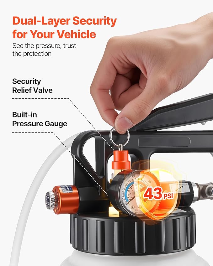 VEVOR Transmission Fluid Pump, 8 L Pneumatic Oil Fluid Extractor, ATF Refill Dispenser Transfer Pump with 15 ATF Adapters, Oil Extractor Dispenser with HDPE Tank for Cars, Boats, Lawn Mowers