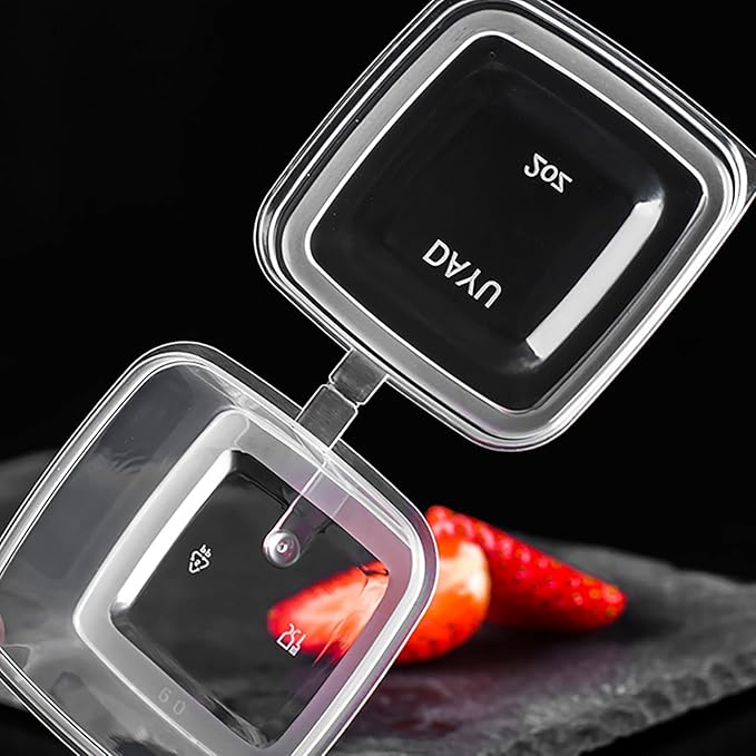 Square-shaped Disposable Sauce Cup Set - All-in-One Design with 4 Size Options, Convenient for Carrying and Use (3 oz.)