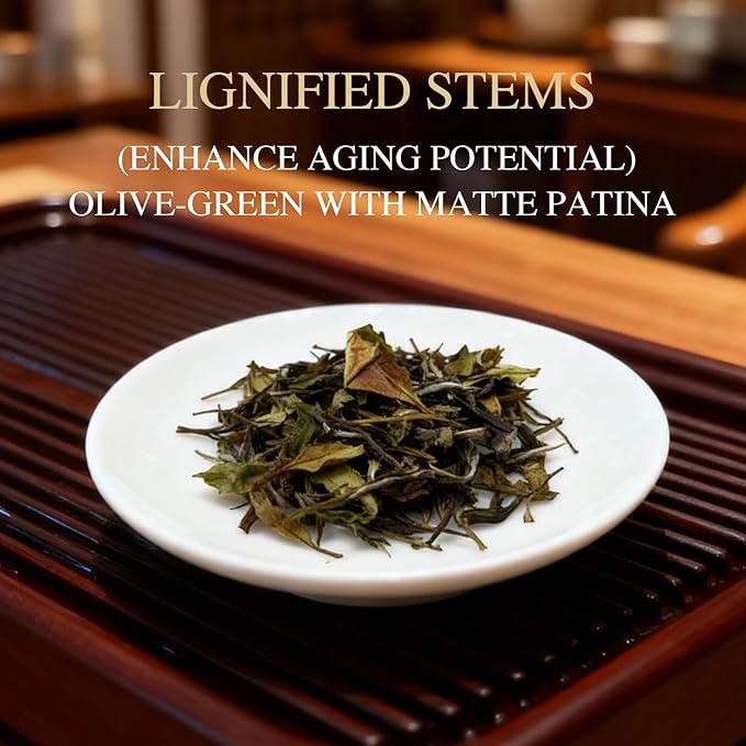 White Tea Gift Box, 2019 Harvest Organic Fermented Loose Leaf White Tea, Fuzheng Hao - Premium Elegant Packaging for Holiday Gifting & Daily Drinking