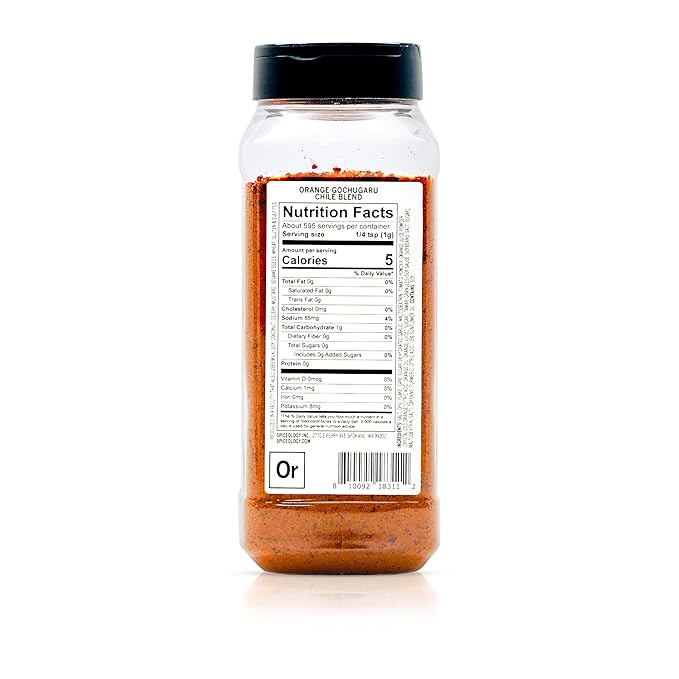 Spiceology – Orange Gochugaru Chile Seasoning – Sweet Heat Spice Blend with Korean Chile Flakes and Bright Citrus Zest – Bold Spice Rub for Chicken, Pork, Seafood & More – 21 oz