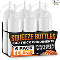 6-Pack Plastic Condiment Squeeze Bottles 8oz – Refillable Squirt Bottles with Narrow Tip, Leak-Resistant | Great for Oil, Sauces, Ketchup, Mayonnaise, Syrup, Dressing, BBQ Stations & Catering Use