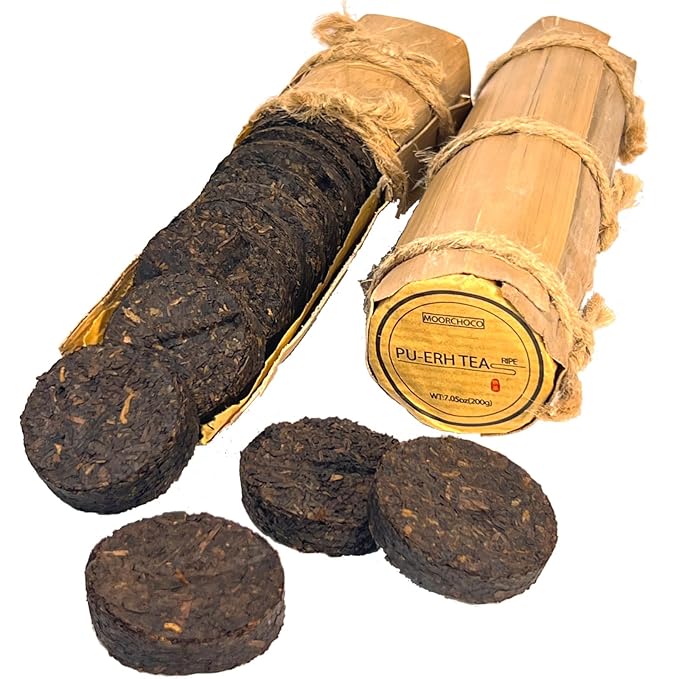 Chinese Ripe Puerh Tea Mini Cakes, 7.1 Ounce, 80 Cups, Aged Shou Black Tea (1)