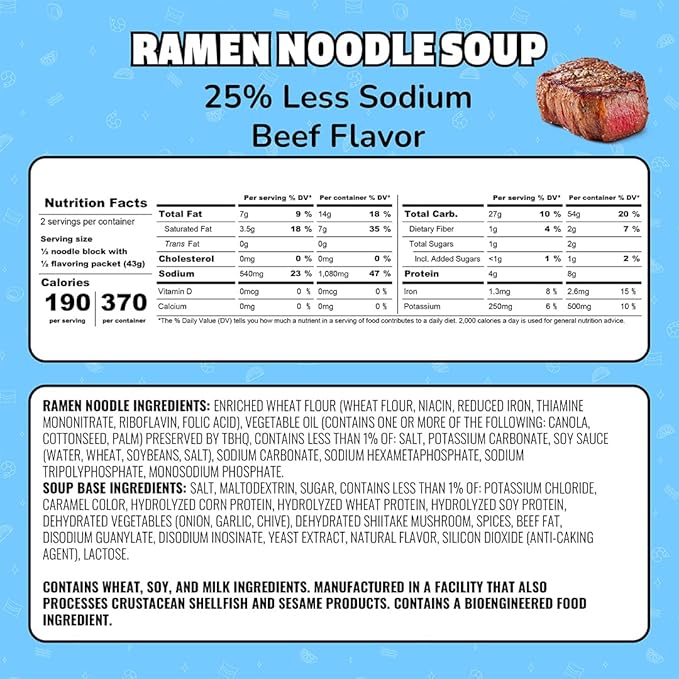 Maruchan Ramen Noodle Soup, Less Sodium Beef Flavor – Japanese-Style Instant Noodles, Quick & Easy Meal for Students & Busy Families – 3 Oz. (24 Pack)