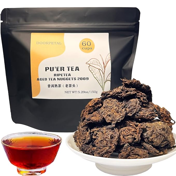 Premium Pu-erh Tea，pu erh leaf，pu-er ripe-Lao Cha Tou 5.29oz/150g-陈年普洱 老茶头 (Aged Tea Nuggets 2009)