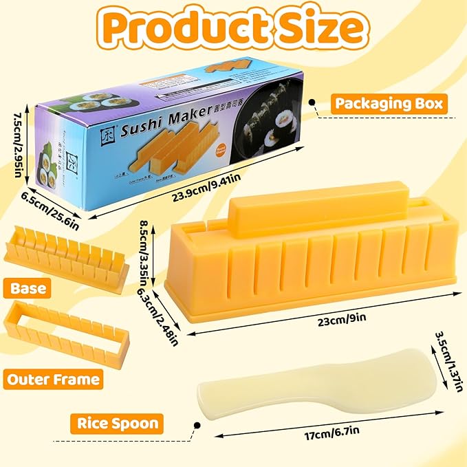 4Pcs Sushi Maker Sushi DIY Mold Set Round Sushi Maker Mold Simple Sushi Making Kit Sushi Tool Kitchen Accessories for Beginners Roller Mold Sushi Cutter