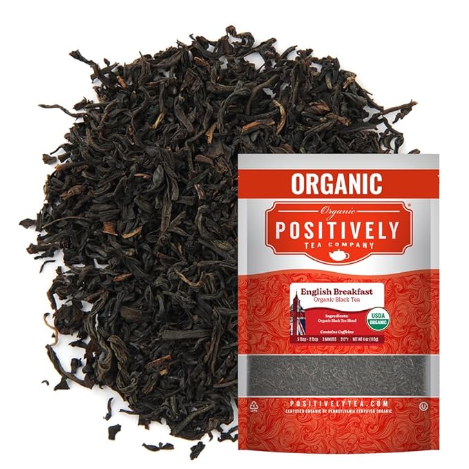 Organic Positively Tea Company, English Breakfast Black Tea, Loose Leaf, 4 Ounce