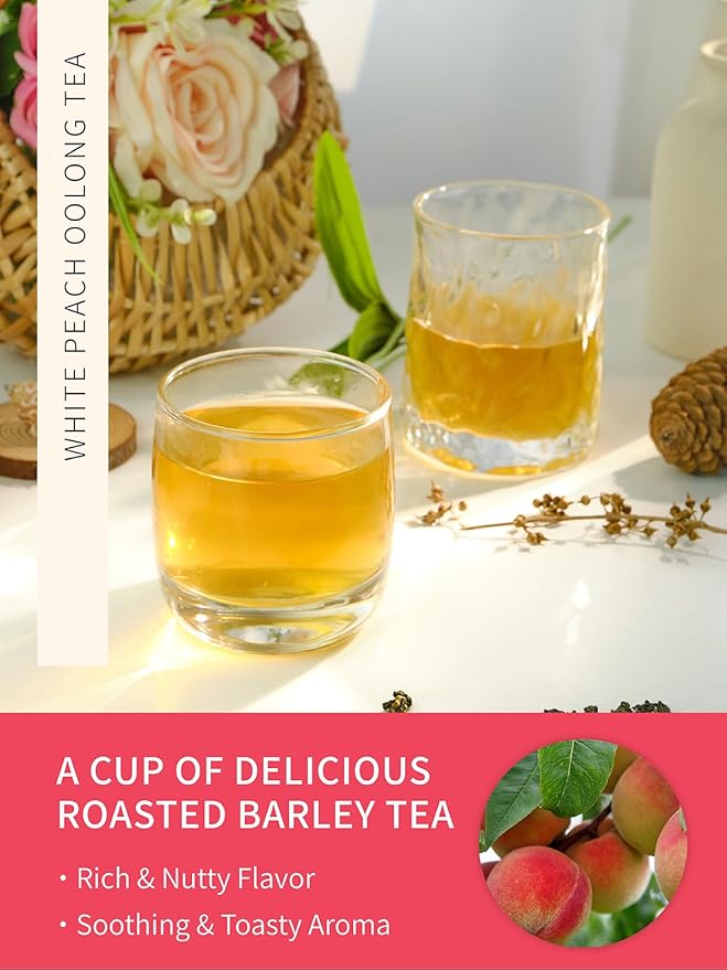 TeeLux White Peach Oolong Loose Leaf Tea, Peach Aroma & Slightly Sweet Flavor, Hot & Iced Tea, 5.3 Ounce