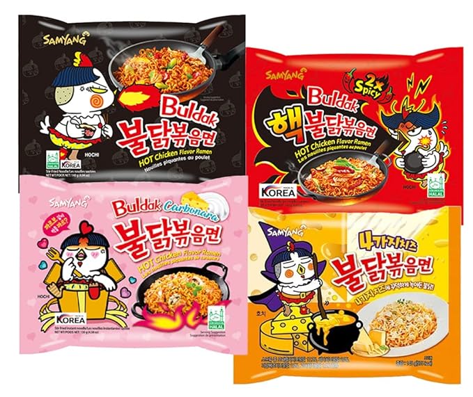 Samyang Spicy Hot Chicken Ramen 11 Flavor Variety Pack - FREE Chopsticks - Korean Buldak Ramen Noodles (11 Pack)