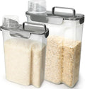 Komzon Rice Storage Containers, Airtight Cereal Containers Storage, BPA Free Rice dispenser for Flour, Pasta, Grain and Baking, Pet Dog Cat Bird Food Container 20lb+ 10lb Grey