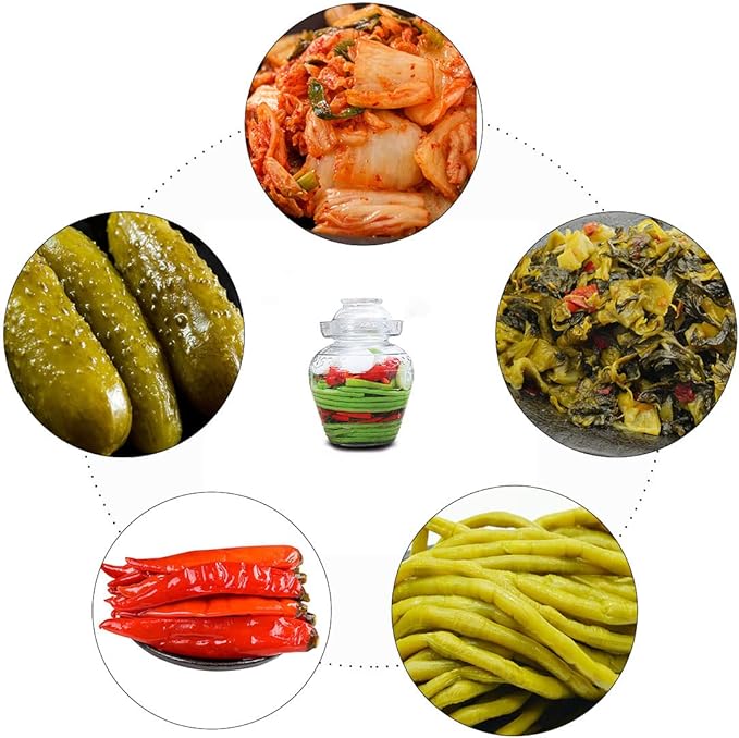Glass Jar with Lid 2.5 Liter Fermentation Jar, Wide Mouth Large Fermenting Kit Crock with Water Seal Airlock Lid, Pickle Jar for Pickles Kimchi, Sauerkraut, Kombucha, Wine Brewing