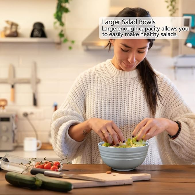 Homestockplus [Set of 6] Unbreakable Large Cereal Bowls,34 Oz Ramen Bowls BPA-Free Eco-Friendly Bowl Set for Cereal, Salad, Soup, Ramen,Oatmeal Apply to Kitchen, Dishwasher & Microwave Safe