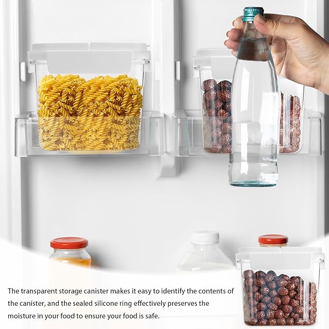 3Pcs Cereal Storage Container，White Food Storage Container with Flip-Top Lids Plastic Cereal Organizer Dispenser 1.1L/38oz for Grain, Rice and Snacks Kitchen Organizers and Storage