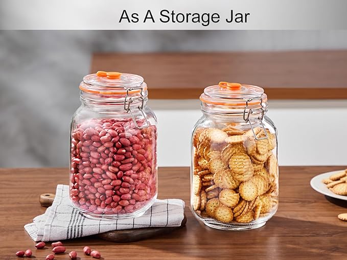 Fermentation Jar, 1.5 Liters Glass Fermenting Jar for Making Sauerkraut, Kimchi, Pickles, Mead, Cider & More, Pack of 2