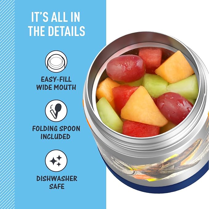 THERMOS Jurassic World: Dominion 10 Ounce Stainless Steel Vacuum Insulated Food Jar with Spoon