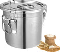 3.17Gal/12L Stainless Steel Airtight Canister, Airtight Food Storage Container with Lid and Lock Clips, 304 Stainless Steel Bucket for Rice, Flour, Grain, Coffee Bean
