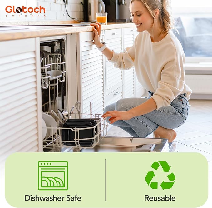 Glotoch Meal Prep Containers 28oz, 50 Pack (100-Piece) Reusable Food Storage Containers with Lids Microwave, Freezer, Dishwasher Safe - Leakproof & BPA Free Durable Plastic Bento Box for Adult