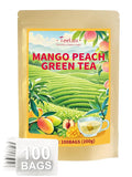 TeeLux Mango Peach Green Tea, Mango & Peach Flavored Steamed Green Tea, Fruit Aroma & Crisp Taste, 100 Count