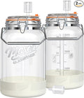 Upgrade 1 Gallon Fermentation Jars with Airlocks - Wide Mouth Glass Jars with Airtight Lid for Sauerkraut Mead Sourdough Starter Pickle, Fermenting Jar with Handle & Non-Slip Silicone Base, 2 Pack