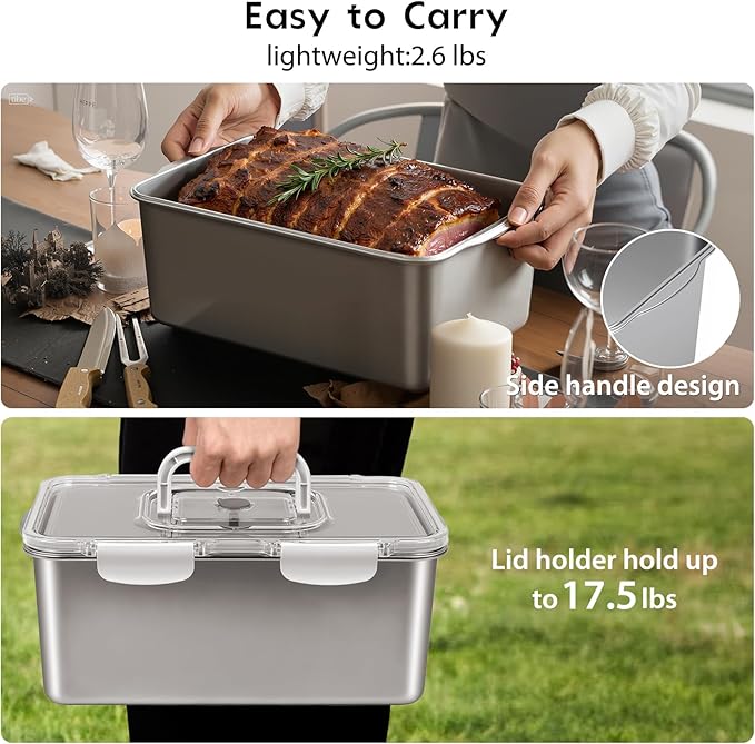 8 PCS Large Stainless Steel Food Storage Containers with Lids, 3 Sizes Meal Prep Containers Set for Vegetables, Fruits, Snacks, Roasting Chicken, Lasagna, BPA Free and Oven Safe (245oz, 31oz, 21oz)