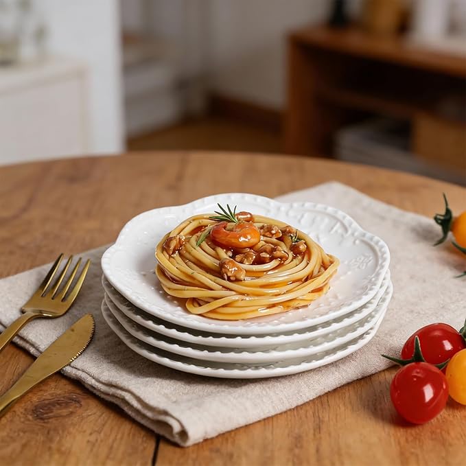 Gaolinci European Palace Series Lace Embossed Ceramic Dinner Plate (Set of 4)