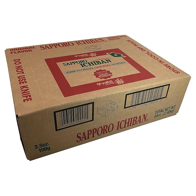 stickerless New [SAPPORO ICHIBAN] Ramen Noodles, Original Soy Sauce Flavor, No.1 Tasting Japanese Instant Noodles (3.5 Oz) (24 pouches)