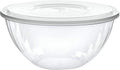 PLASTICPRO Disposable 96 Ounce Round Crystal Clear Plastic Serving Bowl With Lid - Party Snack or Salad Container, Chip and Candy Dish - Pack of 4