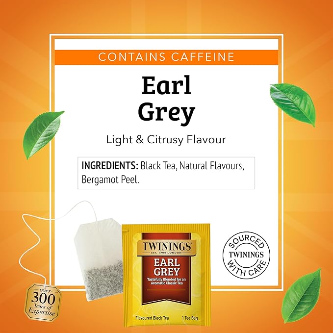 Twinings Earl Grey Black Tea Individually Wrapped Bags, 20 Count (Pack of 2), Flavoured with Citrus and Bergamot, Caffeinated, Enjoy Hot or Iced, 20 Teabags