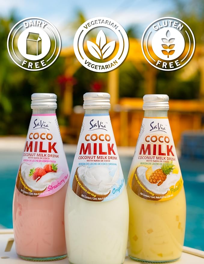 Savia - Coconut Milk Drink, Quality Coconut-Based Beverage, Made with Real Coconut Pulp & Natural, Delicious & Refreshing, Vegetarian, Gluten-Free(9.8oz, 12-Pack) (Original)