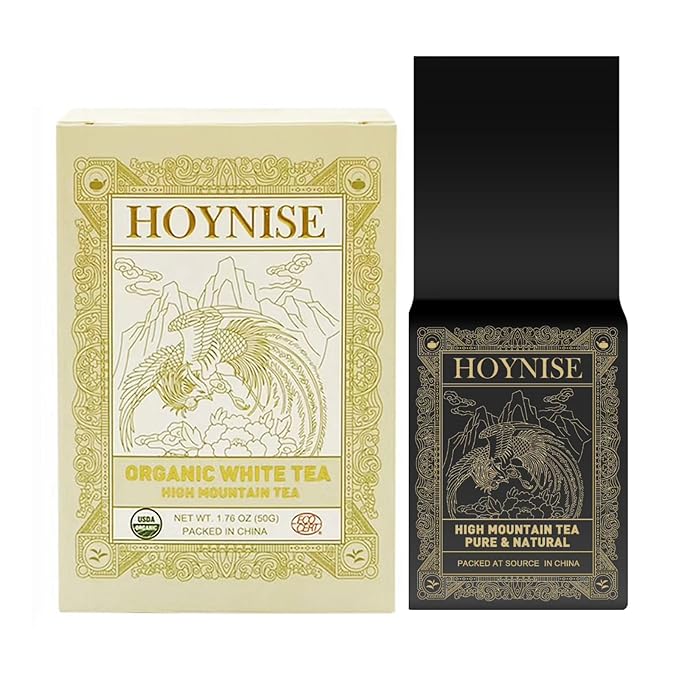 HOYNISE - Organic White Tea Loose Leaf - Moonlight White Tea - Naturally Smooth Flavor - High Elevation Grown - Rich in Antioxidants, 25 Cups/1.76oz