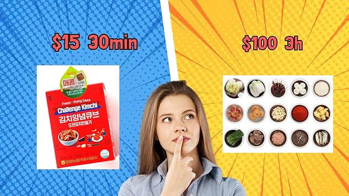 bomramtrove Kimchi Seasoning Cube Value Pack (32 Cubes) with Premium Roasted Sesame (100g) - Vegan Korean Kimchi Flavor Cubes from 13M-Viewer Hit Movie Location Yeongwol - Freeze-Dried Instant Seasoning, 8 Boxes