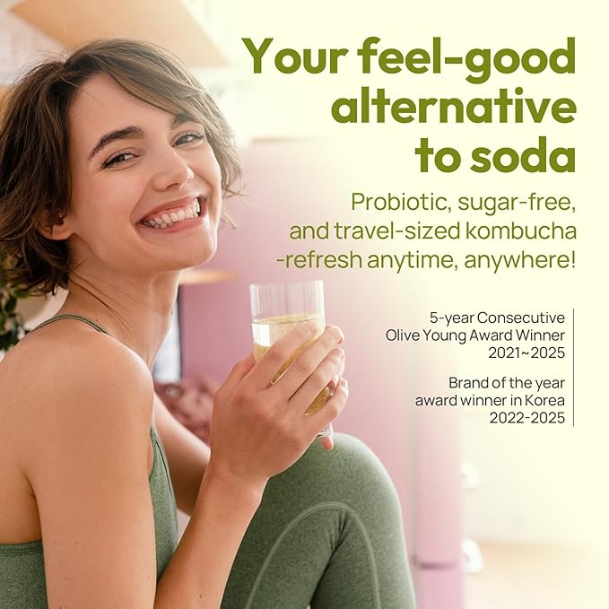 TEAZEN Korean Plum Kombucha Tea, Electrolyte & Hydration Drink Mix, Sugar Free, Live Probiotics & Prebiotics, On-the-Go 30 Packets, 5.29oz