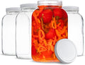 Large Glass Jars 1 Gallon – 4 Pack Wide Mouth Mason Jars with Airtight Metal Lids – Made in USA – Gallon Jars for Fermenting, Pickling, Canning, Water Glassing Eggs, Sourdough Starter & Storage