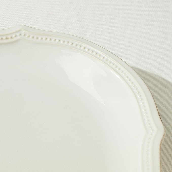 Lenox White French Perle Bead 16" Oval Serving Platter, 3.95 LB