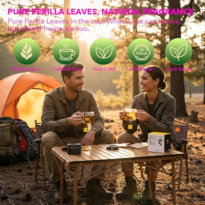Soilmount - Perillae Folium tea - |Perilla Frutescens|Zisuye|紫苏叶|자소엽| - Pure Herbal Tea - Natural, Organic, Non-GMO, Clean Ingredients, Caffeine Free (18 Tea Bags, Box 1)