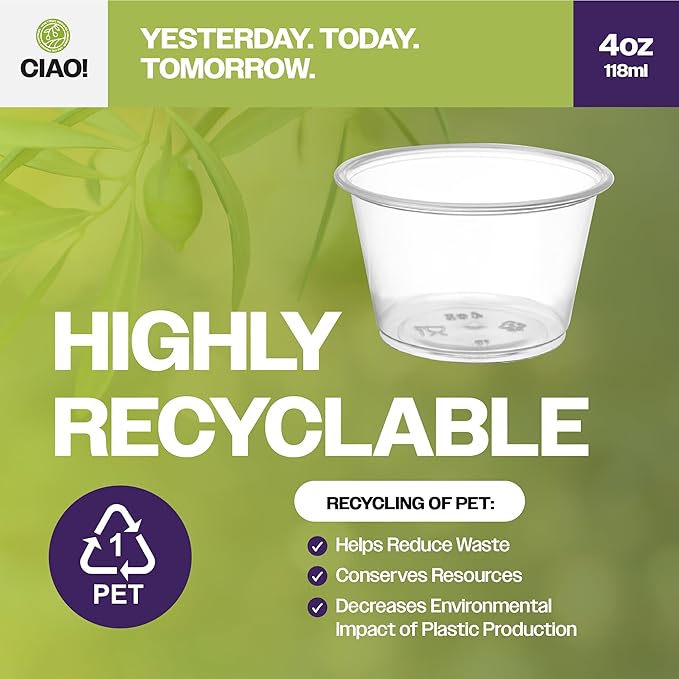 CIAO! 4OZ PP Clear Portion Cup, Lids Sold Separately (Case of 2,500)