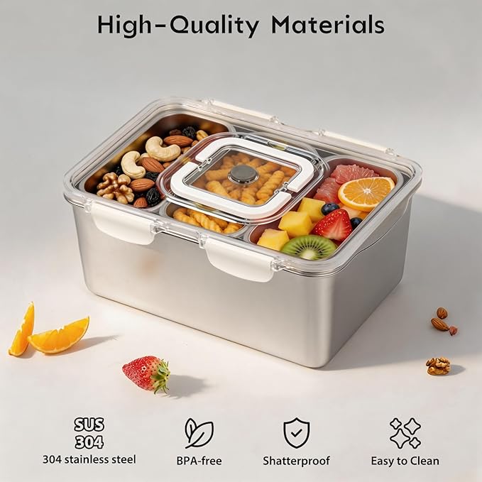 8 PCS Large Stainless Steel Food Storage Containers with Lids, 3 Sizes Meal Prep Containers Set for Vegetables, Fruits, Snacks, Roasting Chicken, Lasagna, BPA Free and Oven Safe (245oz, 31oz, 21oz)