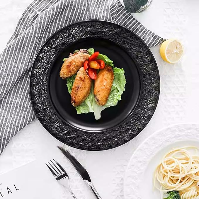Dining Plates Nice-Looking Dish Plate, Pasta, Western-Style Steak Plate, Simple Home European-Style Ceramic Tableware, Light Luxury Dinner Plate Ceramic Dinner Plates(C)