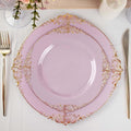 Efavormart 10 Pack | 8" Lavender and Gold Baroque Dessert Plates, Leaf Embossed Metallic Rim Heavy Duty Appetizer Plates for Spring Tea Parties