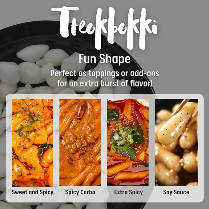 Korean Rice Cake, Tteokbokki, Fun-Shaped & Chewy, 1 Pack (2 Individual Package) Vegan, Non-GMO, Gluten-Free, Easy to Cook, 14.10oz per Pack (2 Pack) (14.1 OZ)