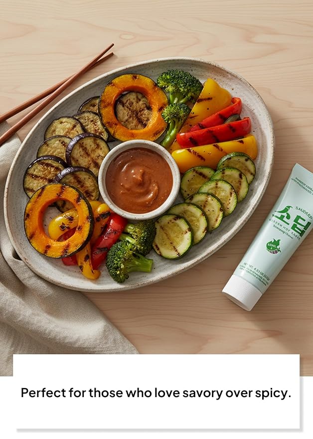 Korean Food Saudeep Ssamjang Flavor Dipping Sauce, Korean Seasoned Soybean Paste Flavor Sauce with Mild Heat, Sweet & Savory Umami Taste, Versatile Sauce for Meat, Vegetables & Rice, 4.23 oz