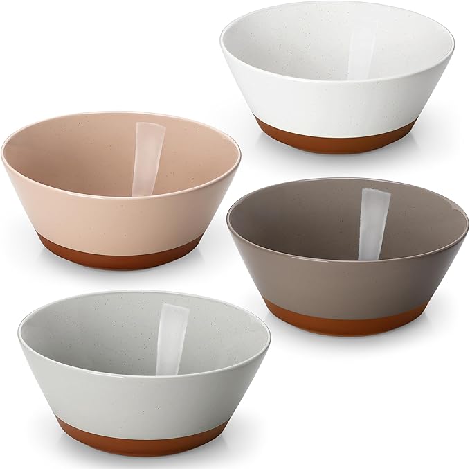 MALACASA Salad Bowls Set of 4, Soup Bowls for Kitchen, 60oz Large Ceramic Bowl for Ramen, Cereal, Fruit, Pho and Pasta, Microwave & Dishwasher Safe, Speckled Deep Bowls, Multicolor