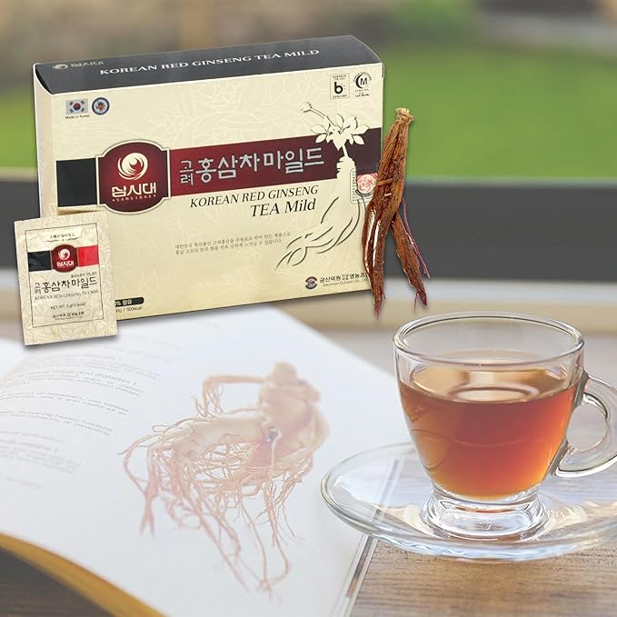 SAMSIDAE Korean Panax Red Ginseng Instant Tea, Box of 50 Sachets, Improves Blood Circulation, Intellectual Performances and Memory, stimulates Energy