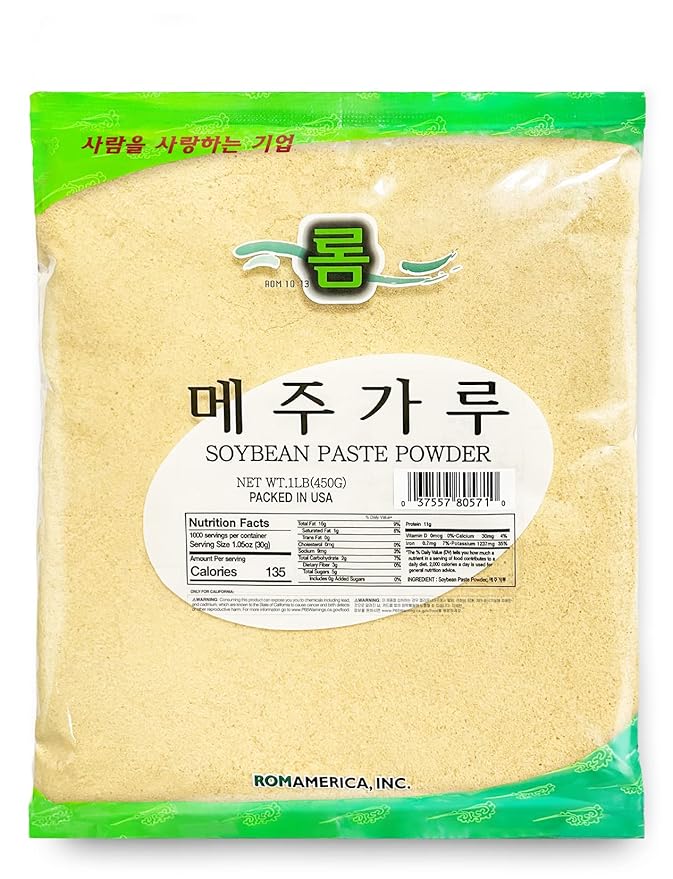ROM AMERICA Dried Fermented Soy Bean Powder Mejugaru Soybean Flour for Korean Homemade Soy Bean Paste and Chili Paste - Gochujang, Doenjang, Ssamjang 메주가루 - 1 Pound (Pack of 1)