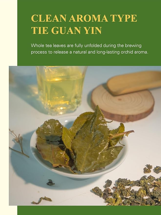 GLDNT Organic Oolong Tea Loose Leaf, Anxi Tie Guan Yin, High Mountain Iron Goddess of Mercy, Smooth Taste, 4oz