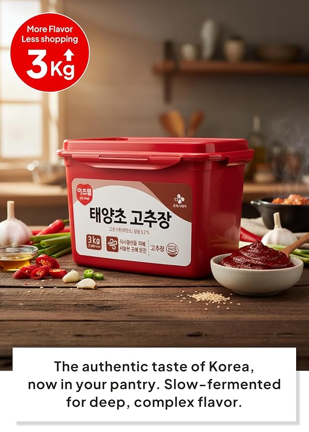 Korean Food CJ Freshway Gochujang Korean Red Chili Paste 6.6 lb (3kg), Traditional Taeyangcho Fermented Chili Paste, Bulk Size