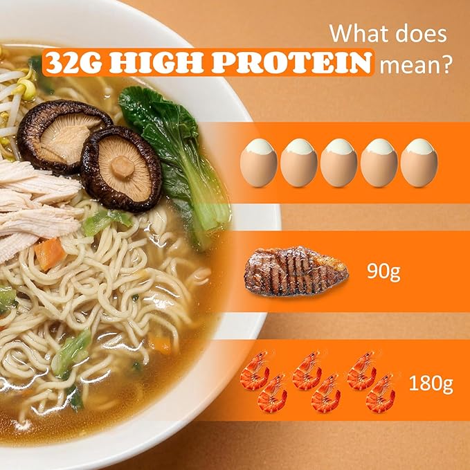 HealSpot High Protein Instant Ramen Variety Pack, 6 Pack Non Fried Ramen Broth, 32g Plant Based Protein, Low Fat, Low Carb, Non GMO, Keto Friendly & Plant Based (Golden-Chicken,Smoky-Beef,Classic-Pork） | 50% Protein, Keto Friendly, Vegen Friendly, Heal...