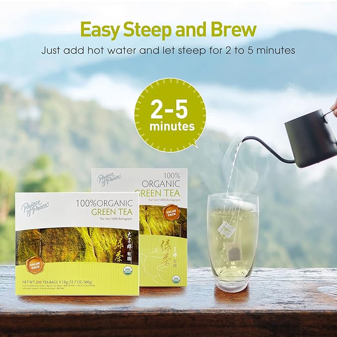Prince of Peace 100% Organic Tea, BEST VALUE Family Size, 200 Tea Bags (Organic Green Tea)