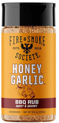 Fire & Smoke Society Honey Garlic BBQ Rub | Seasonings and Rubs for Smoking and Grilling | Pulled Pork Ribs Chicken, Burgers, Dry BBQ Rubs Spices | Honey Garlic, Brown | M 6.5 oz