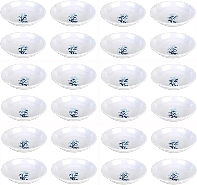 JapanBargain, 24x Melamine Soy Sauce Dishes Dipping Bowls Snack Side Dish Bowl Seasoning Dishes, 3.75 inch, White Bamboo